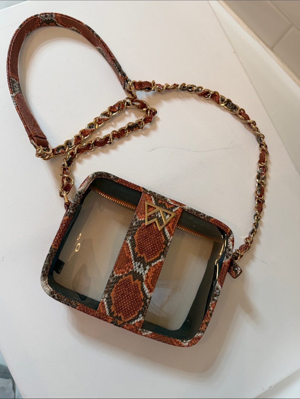 100% Leather Clear Stadium Crossbody Bag . Excellent condition.